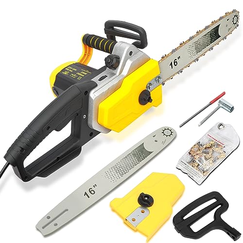 Elektrische Kettensäge, Kupfermotor Elektrische Kettensäge Verdickte Barriere Automatischer Ölsprüher 2200W High Power Electric Corded Chain Saw (gelb) von zomebar