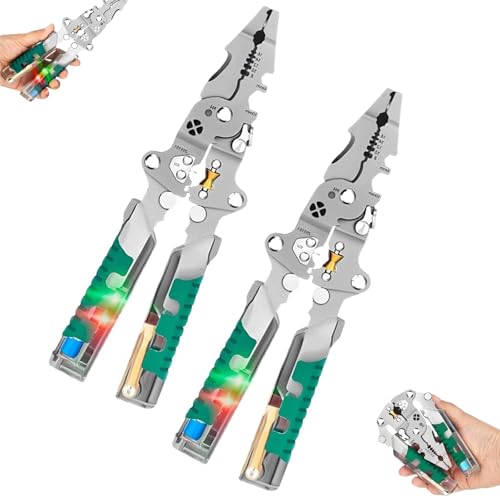 18 in 1 Foldable Wire Stripper with Voltage Tester, Multifunctional Professional Electrical Pliers Tool Kit for Electricians & DIYers (2pcs) von zoocco