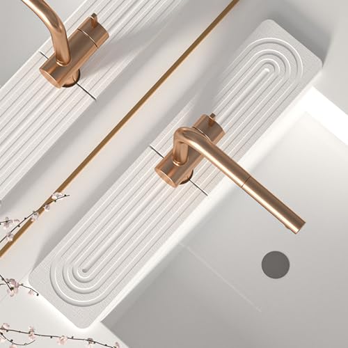 Absorbent Faucet Mat for Kitchen Sink, Super Absorbent Diatomite Fast Drying Stone Sink Tray Prevents Moisture Buildup & Splash Guard, Universal Kitchen Sinks Faucet Mat (White A) von zoocco