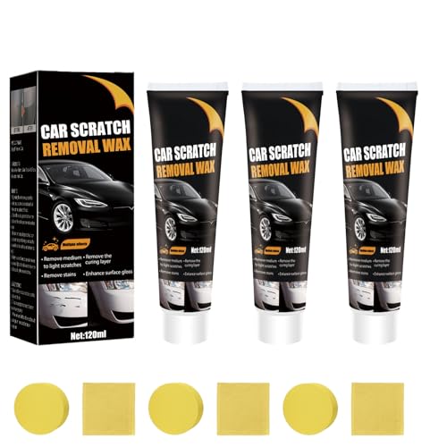 Car Scratch Remover, 2025Car Paint Scratch Repair Wax and Rubbing Compound for Cars with Sponge & Cloth, Easy DIY Scratch Repair for Families & Daily Driving (3PCS) von zoocco