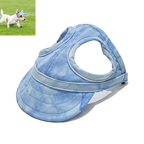 Dog Hats for Small Dogs with Ear Holes, Lightweight Dog Visors for Medium and Large Dogs, Pet Sunhat Outdoor Walks, Beach & Summer Activities (Cloud Blue,Large) von zoocco