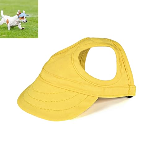 Dog Hats for Small Dogs with Ear Holes, Lightweight Dog Visors for Medium and Large Dogs, Pet Sunhat Outdoor Walks, Beach & Summer Activities (Yellow,X-Large) von zoocco