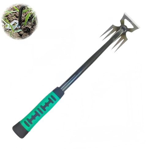 Garden Weed Pulling Tool, Uprooting Weeding Tool, Hand Weeder with Ergonomic Grip – Portable Weed Rake Tools for Yard, Garden, Flower Beds (6 Teeth) von zoocco