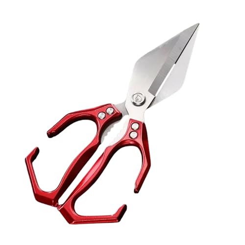 Küchenschere, Multifunctional Heavy-Duty Kitchen Shears, Sharp Stainless Steel Poultry Shears & Meat Scissors, Heavy Duty Kitchen Scissors for Food, Chicken Bone, Seafood & BBQ (1PCS Red) von zoocco