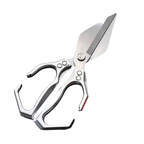 Küchenschere, Multifunctional Heavy-Duty Kitchen Shears, Sharp Stainless Steel Poultry Shears & Meat Scissors, Heavy Duty Kitchen Scissors for Food, Chicken Bone, Seafood & BBQ (1PCS Silver) von zoocco