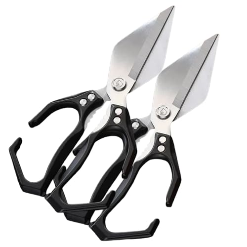 Küchenschere, Multifunctional Heavy-Duty Kitchen Shears, Sharp Stainless Steel Poultry Shears & Meat Scissors, Heavy Duty Kitchen Scissors for Food, Chicken Bone, Seafood & BBQ (2PCS Black) von zoocco