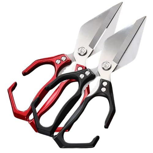 Küchenschere, Multifunctional Heavy-Duty Kitchen Shears, Sharp Stainless Steel Poultry Shears & Meat Scissors, Heavy Duty Kitchen Scissors for Food, Chicken Bone, Seafood & BBQ (Black + Red) von zoocco