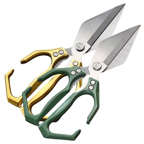 Küchenschere, Multifunctional Heavy-Duty Kitchen Shears, Sharp Stainless Steel Poultry Shears & Meat Scissors, Heavy Duty Kitchen Scissors for Food, Chicken Bone, Seafood & BBQ (Green + Gold) von zoocco