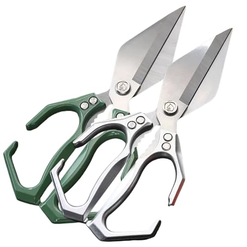 Küchenschere, Multifunctional Heavy-Duty Kitchen Shears, Sharp Stainless Steel Poultry Shears & Meat Scissors, Heavy Duty Kitchen Scissors for Food, Chicken Bone, Seafood & BBQ (Silver + Green) von zoocco