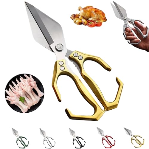 Seattleget Multifunctional Heavy-Duty Kitchen Shears, Sharp Kitchen Scissors Heavy Duty, Ergonomic Handle Japanese Cooking Shearss for Food & Turkey (Gold) von zoocco