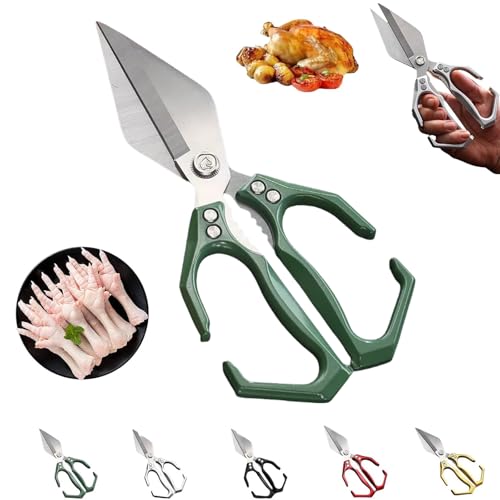 Seattleget Multifunctional Heavy-Duty Kitchen Shears, Sharp Kitchen Scissors Heavy Duty, Ergonomic Handle Japanese Cooking Shearss for Food & Turkey (Green) von zoocco