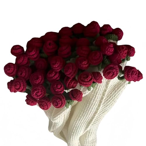 zoocco Flower Bouquet Blanket – Elegant Crochet Rose Pattern Blanket, Lightweight & Soft Rose Blankets for Home Decor, Gifts & DIY Projects (Red Rose) von zoocco