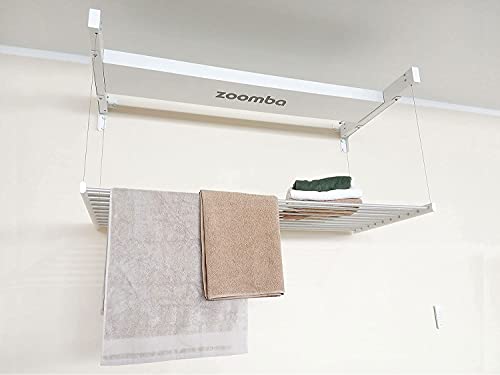 Zoomba 130cm - Wäscheständer Wandmontage mit Fernbedienung, höhenverstellbar in Aluminium. Wäscheständer für die Wand – platzsparend Wäschetrockner (Zoomba 130cm - Wand) von zoomba