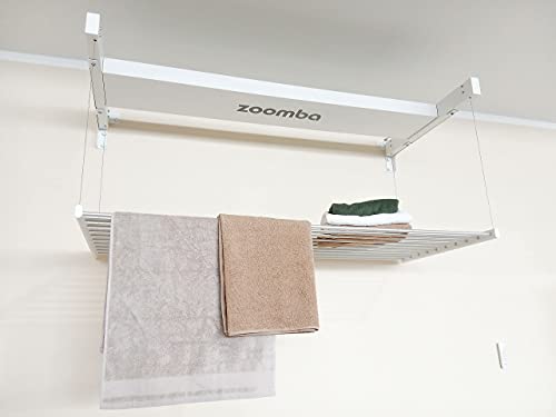 Zoomba 160cm - Elektrischer Wäschewandständer mit Fernbedienung, höhenverstellbar in Aluminium. Wäscheständer für die Wandmontage – platzsparend Wäschetrockner (Zoomba 160cm - Wand) von zoomba