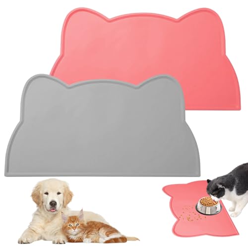 2 Stück Silikon Futtermatten für Katzen, 44 X 25.5 cm Napfunterlage Katze mit Rand, Anti-Rutsch Haustier Fütterung, Topflappen Futterunterlage Hund, für Hunde, Katzen, Kaninchen (Rosa, Grau) 2 Stück Silikon Futtermatten für Katzen, 44 X 25.5 cm Napfunterlage Katze mit Rand, Anti-Rutsch Haustier Fütterung, Topflappen Futterunterlage Hund, für Hunde, Katzen, Kaninchen (Rosa, Grau) von zorvixal