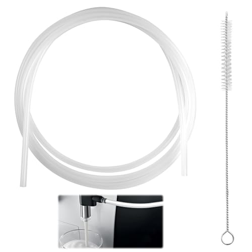 2m Lebensmitteltaugliche Schläuche mit Reinigungsbürste,9mm ID x 12mm OD Silikonschlauch Milchschlauch,Transparenter Flexibler Silikonschlauch,für Die Meisten Auf Dem Markt Erhältlichen Kaffeeautomate von zorvixal