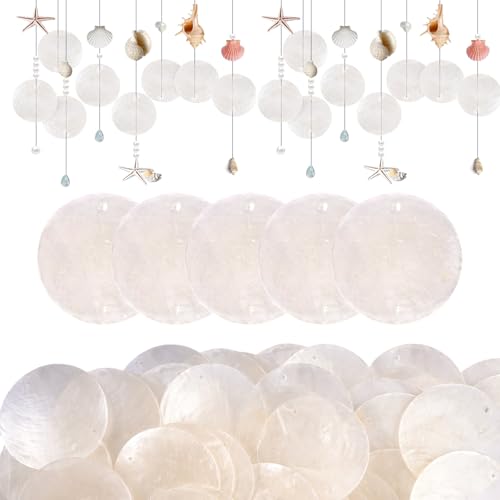 50 Stücke Muschel Perlmutt Scheiben mit 2 Loch, 50 mm Polierte Runde Muschelscheiben, Weiß Muschel Traumfänger, für Windspiele, Türvorhänge, Lampenschirme, Fenster Oder Deko Wohnzimmer Dekoration von zorvixal