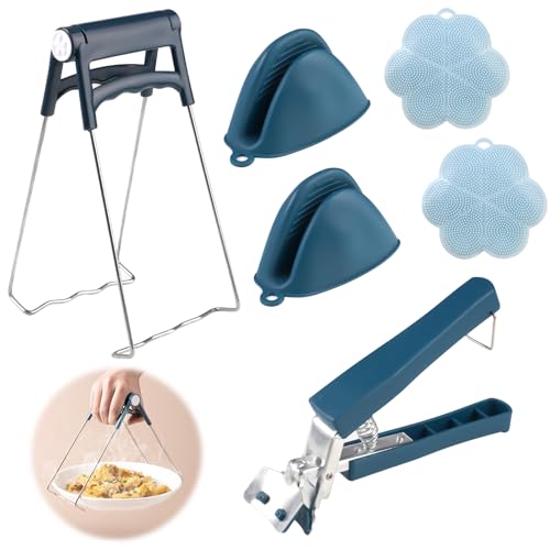 6 Stücke Edelstahl Teller Greifer, Anti-hot Clip Set, Anti-hot Schüssel Clip mit Hitzebeständigen Handschuhen, Küche Retriever Zange, Retriever Zange Clip für Instant Pot, Mikrowelle und Mehr von zorvixal