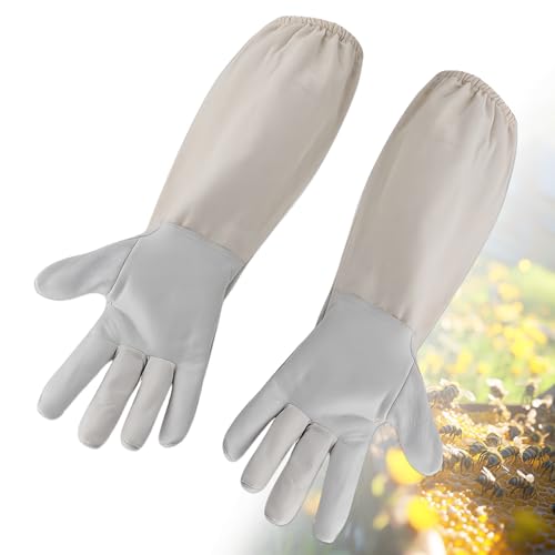 Imkerhandschuhe aus Ziegenleder, 49.5cm Imker Handschuhe Herren Damen, Imkerhandschuhe Stichfest, Atmungsaktive Canvas Imkerhandschuhe Stichfest, für Den Anfänger Beekeeper, Männer, Frauen (Größe XXL) von zorvixal