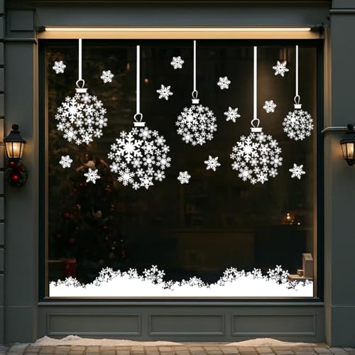 Weihnachtsschablonen für Fenster, Glas, große Weihnachtsschablonen zum Basteln, wiederverwendbare Weihnachts-Schneeflocken-Kugel-Schablone zum Malen auf Holz, Wandstoffen, Dekoration von zosylley