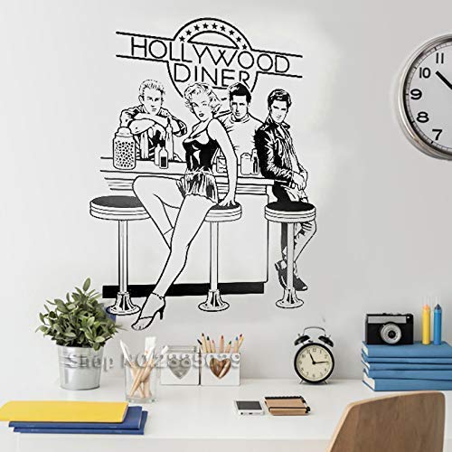 Hollywood Diner Vinyl Wandbilder Wandaufkleber Kunst Esszimmer Dekor Abnehmbare Tapete Wandtattoo Sofa Hintergrund Wohnkultur 42 * 58 Cm von zoujl