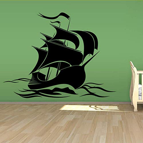 Schwarz Piratenschiff Anime Wandaufkleber Für Kinderzimmer Tapete Baby Schlafzimmer Vinyl Kunst Diy Removable Home Decoration Zubehör Größe 57 * 44 Cm von zoujl