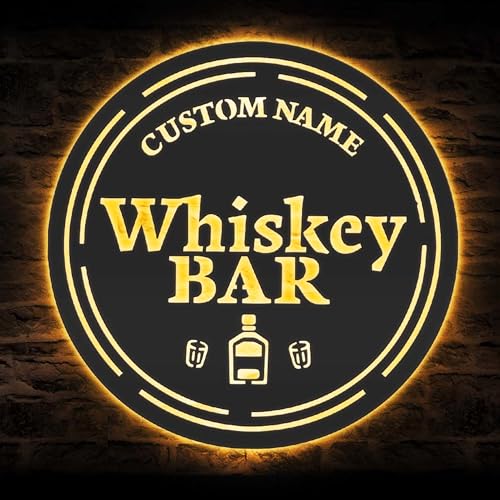 Benutzerdefinierte Home Pub Gin Whiskey Bar Metall Wand Kunst LED Licht Personalisierte Bourbon Cocktail Trinken Namensschild Home Decor Mann Höhle Dekoration von zouwii