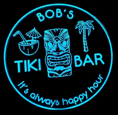 Benutzerdefiniertes Acryl Tiki Bar Schild, LED Wandschild, Neonartig – Farbwechsel Mit Schalter – 4 Größen. Personalisieren Sie Ihr Acryl Tiki Bar Neonschild Mit Ihrem Namen von zouwii