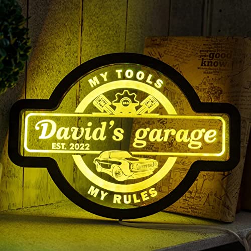 Benutzerdefinierte Garage Leuchtreklame, Garage Led-schild, Garage Leuchtschild, Personalisiertes Garagenschild Für Männer, Garagenschild Für Papa, Personalisiertes Garagengeschenk von zouwii