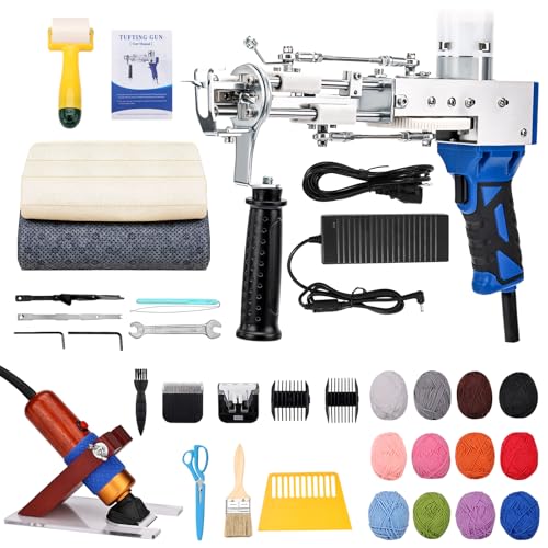 ZOWWFAST Teppich-Tufting-Pistole mit Teppich-Trimmer-Kit, Tufting Gun Set mit Digitaler Geschwindigkeitsanzeige, Tufting Maschine mit Tufting-Tuch|Garn |KitWalze|Bürste|Schaber |Stampfer -Blau ZOWWFAST Teppich-Tufting-Pistole mit Teppich-Trimmer-Kit, Tufting Gun Set mit Digitaler Geschwindigkeitsanzeige, Tufting Maschine mit Tufting-Tuch|Garn |KitWalze|Bürste|Schaber |Stampfer -Blau von zowwfast