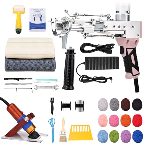 ZOWWFAST Teppich-Tufting-Pistole mit Teppich-Trimmer-Kit, Tufting Gun Set mit Digitaler Geschwindigkeitsanzeige, Tufting Maschine mit Tufting-Tuch|Garn |KitWalze|Bürste|Schaber |Stampfer -Rosa ZOWWFAST Teppich-Tufting-Pistole mit Teppich-Trimmer-Kit, Tufting Gun Set mit Digitaler Geschwindigkeitsanzeige, Tufting Maschine mit Tufting-Tuch|Garn |KitWalze|Bürste|Schaber |Stampfer -Rosa von zowwfast