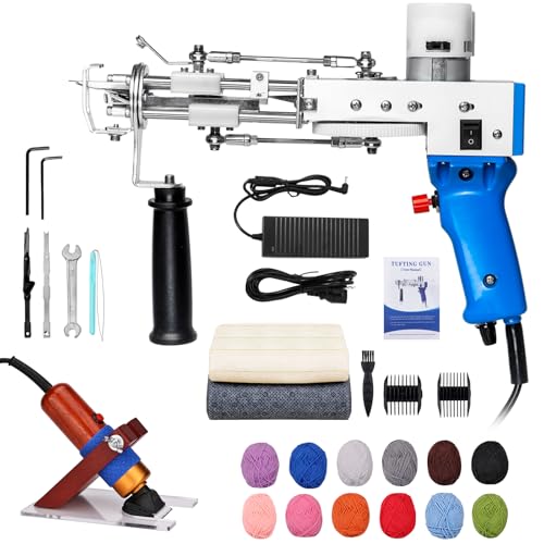 ZOWWFAST Tufting Gun Set mit Teppich Trimmer & Garn & Tufting Tuch, Teppich Tufting Pistolen Set für High-Speed Weben von Teppichen, Tufting Machine Kit DIY Tools -Blau ZOWWFAST Tufting Gun Set mit Teppich Trimmer & Garn & Tufting Tuch, Teppich Tufting Pistolen Set für High-Speed Weben von Teppichen, Tufting Machine Kit DIY Tools -Blau von zowwfast