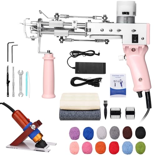 ZOWWFAST Tufting Gun Set mit Teppich Trimmer & Garn & Tufting Tuch, Teppich Tufting Pistolen Set für High-Speed Weben von Teppichen, Tufting Machine Kit DIY Tools- Rosa ZOWWFAST Tufting Gun Set mit Teppich Trimmer & Garn & Tufting Tuch, Teppich Tufting Pistolen Set für High-Speed Weben von Teppichen, Tufting Machine Kit DIY Tools- Rosa von zowwfast