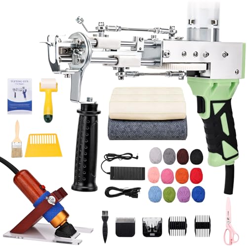 zowwfast Teppich-Tufting-Pistole, Starter-Set mit Teppichschneider, 2-in-1-Schnittflor-Teppich-Tufting-Set, rutschfester Griff, Teppich-Tufting-Pistole, Set mit digitaler Bildschirmsteuerung, von zowwfast