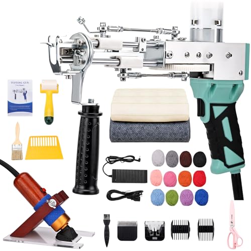 zowwfast Teppich-Tufting-Pistole, Starter-Set mit Teppichschneider, 2-in-1-Schnittflor-Teppich-Tufting-Set, rutschfester Griff, Teppich-Tufting-Pistole, Set mit digitaler Bildschirmsteuerung, von zowwfast