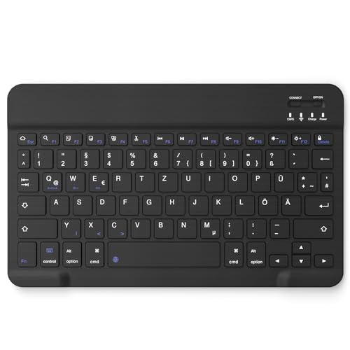 zoyu Deutsche Bluetooth Tastatur für iPad 10.9/10.2/9.7, Air 6/5/4/3, iPad Pro 11/10.5/9.7, Bluetooth Tastatur mit Deutschem Layout QWERTZ, Schwarz von zoyu