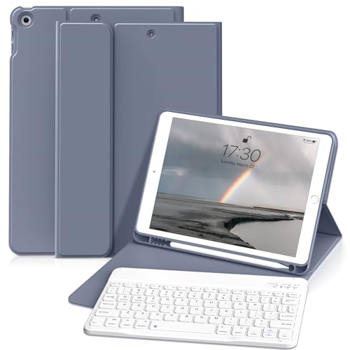 zoyu Tastatur Hülle für iPad 9. Generation / 8. Generation / 7.Generation 10,2 Zoll, Magnetisch Abnehmbarer Bluetooth-Tastatur mit Weiche TPU Rückseite Schutzhülle für iPad 9/8/7, Violett von zoyu