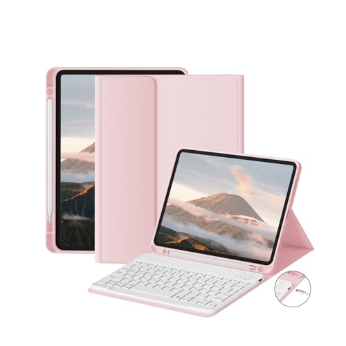 zoyu Tastatur Hülle für iPad Pro 11 Zoll 4./3./2. Generation 2022/2021/2020 mit Stifthalter, Ultra Slim, Verstellbarer Ständer, Abnehmbarer Bluetooth QWERTZ Tastatur für iPad Pro 11 Zoll, Roségold von zoyu