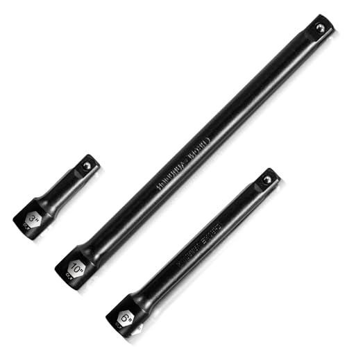 3/8-Zoll Verlängerungssatz | 3-tlg. Steckschlüssel-Verlängerungen 3", 6", 10" | Premium CR-V Stahl, Schwarze Phosphatierung Ratschenverlängerung 3/8-Zoll Verlängerungssatz | 3-tlg. Steckschlüssel-Verlängerungen 3", 6", 10" | Premium CR-V Stahl, Schwarze Phosphatierung Ratschenverlängerung von zozoa