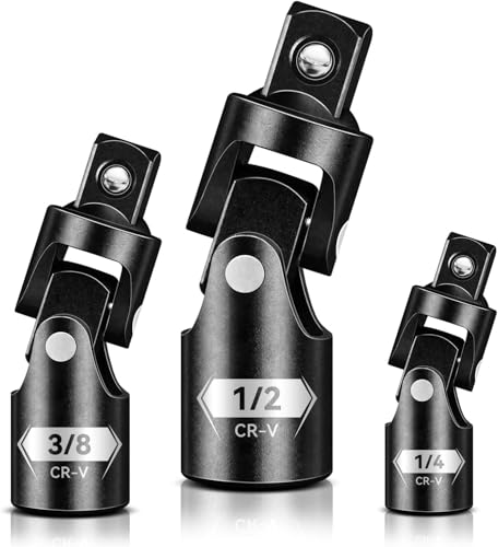 Universelles Kreuzgelenk-Gelenksatz (3 Stück), 1/2", 3/8", 1/4" Antriebs-Gelenkadapter-Satz Premium CR-V-Stahl-Schwenksockel-Satz Kraft-Kugelgelenk, Stecknuss adapter von zozoa