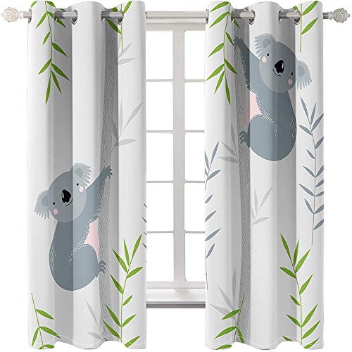 zpangg Verdunkelungsvorhang Kräuselband Koala Mit Ösen Gardine Für Schlafzimmer, Kinderzimmer 2 Stück Verdunkelungsvorhänge Farbige Vorhänge 150×166Cm von zpangg