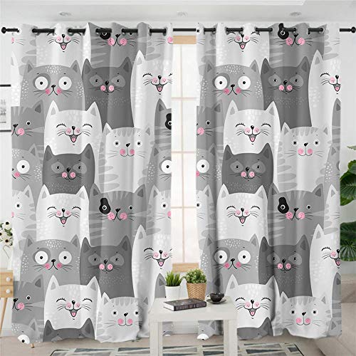 zpangg Verdunkelungsvorhang Kräuselband Süße Katzen Mit Ösen Gardine Für Schlafzimmer, Kinderzimmer 2 Stück Verdunkelungsvorhänge Farbige Vorhänge 150×166Cm zpangg Verdunkelungsvorhang Kräuselband Süße Katzen Mit Ösen Gardine Für Schlafzimmer, Kinderzimmer 2 Stück Verdunkelungsvorhänge Farbige Vorhänge 150×166Cm von zpangg