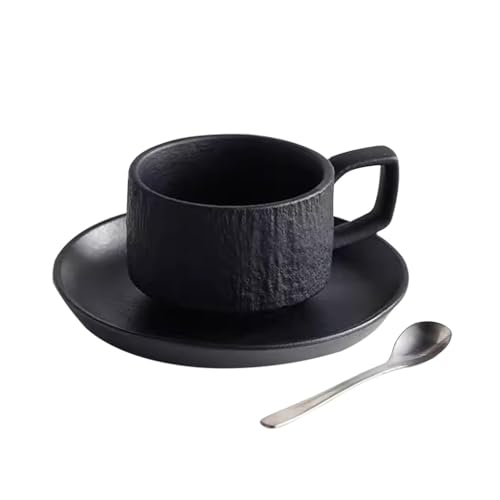 Tassen für die Küche, 6-Unzen-Tasse, Keramik-Kaffeetasse im europäischen Stil, geeignet for Latte-Cappuccino und Milch, geeignet for den Einsatz auf Partys im Home-Office (Farbe: Schwarz1)(Black2) von zqagBaod