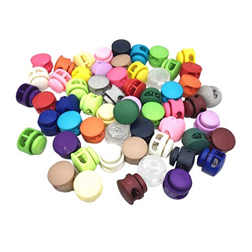 zssmGood 100Pcs Double Hole Spiralkabel Locks runde Kugel geformt Toggle Stoppers Stopp Sliding Cord Fasteners Schlösser Nähzubehör von zssmGood