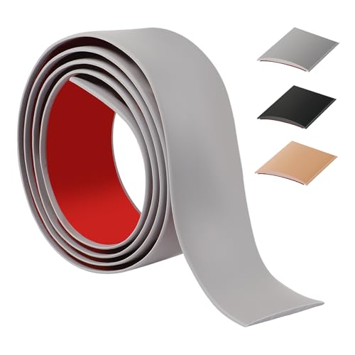 100cm übergangsprofil selbstklebend，Flexibel übergangsleiste selbstklebend PVC für Küche/Wohnzimmer/Bad,Türschwellen leiste zum Verbinden von Bodenfugen/Fliesen/Laminat/Teppich（5cm，Grau） von ztowoto