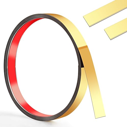 2 cm - 300 cm Zierleisten Selbstklebend, Selbstklebend Deckenleisten Edelstahl, Flexibel Deckenleisten Selbstklebend, Wandleiste FüR Spiegelrahmen Deckenschrank Fliesen Rand Kamin(Gold) von ztowoto