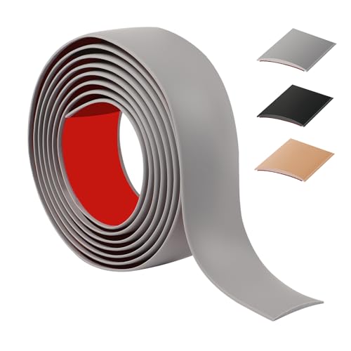 200cm übergangsprofil selbstklebend，Flexibel übergangsleiste selbstklebend PVC für Küche/Wohnzimmer/Bad,Türschwellen leiste zum Verbinden von Bodenfugen/Fliesen/Laminat/Teppich（4cm，Grau） von ztowoto