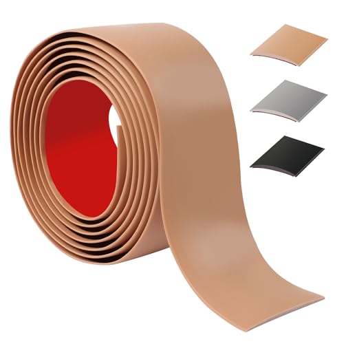 200cm übergangsprofil selbstklebend，Flexibel übergangsleiste selbstklebend PVC für Küche/Wohnzimmer/Bad,Türschwellen leiste zum Verbinden von Bodenfugen/Fliesen/Laminat/Teppich（5cm，Braun） von ztowoto