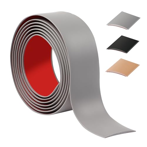 200cm übergangsprofil selbstklebend，Flexibel übergangsleiste selbstklebend PVC für Küche/Wohnzimmer/Bad,Türschwellen leiste zum Verbinden von Bodenfugen/Fliesen/Laminat/Teppich（5cm，Grau） von ztowoto