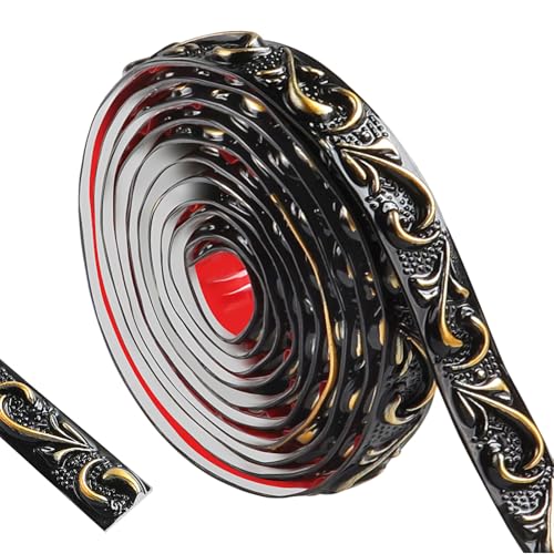 Flexibel Stuckleisten Wand- Selbstklebend Wandleisten Wasserdicht Zierleisten 3d Vintage Muster Wandverkleidung Für Heimdekoration (Schwarz Mit Gold-2cm) Flexibel Stuckleisten Wand- Selbstklebend Wandleisten Wasserdicht Zierleisten 3d Vintage Muster Wandverkleidung Für Heimdekoration (Schwarz Mit Gold-2cm) von ztowoto